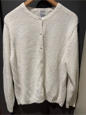 Vintage Levian Cream Button-Front Textured Cardigan